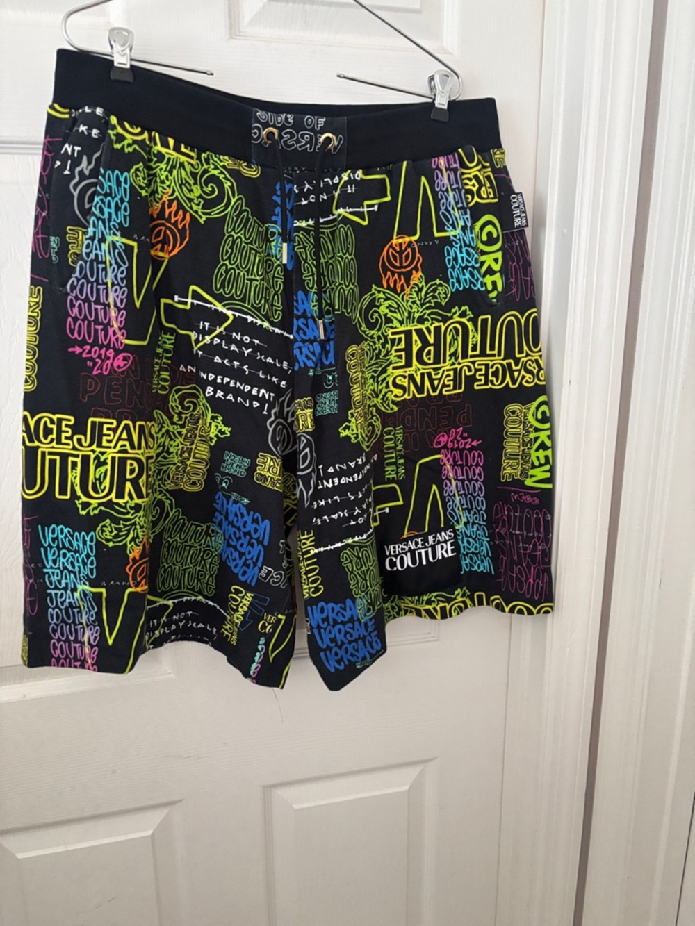 Versace Jeans Couture Black Neon Logo Shorts